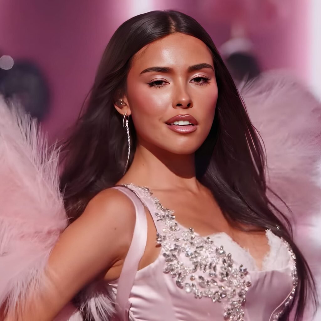 Karol G walking the runway in a fiery Dolce & Gabbana outfit symbolizing Latin power.